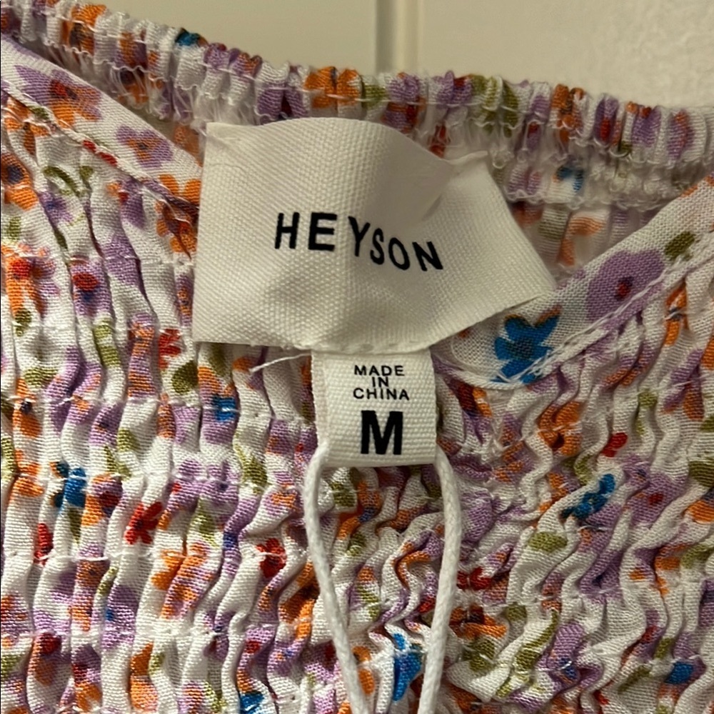 Heyson Pink and White Flutter Sleeve Smocked Blouse Size M - Picture 3 of 8